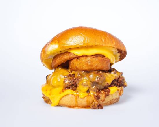 Order CHILI CHEESE BURGER food online from Funky Fries & Burgers store, El Cajon on bringmethat.com