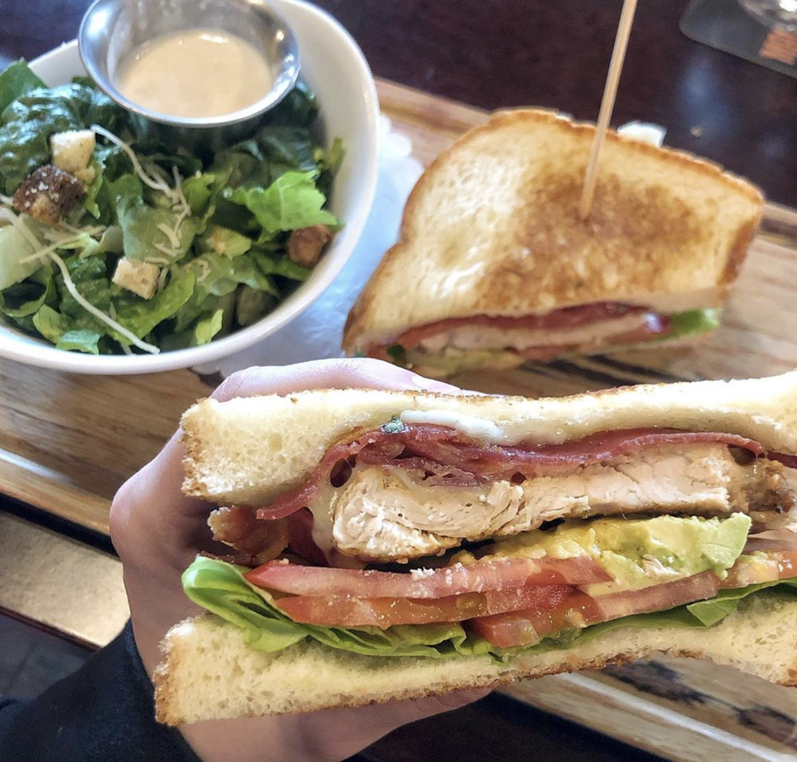 Order Grilled Chicken and Avocado Club Sandwich food online from Maggie Mcflys Restaurant store, Southbury on bringmethat.com