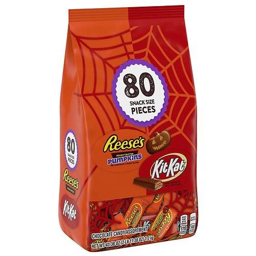 Order Hershey's Reese's, Kit Kat Snack Size Halloween Candy, Extra Large Variety Bag - 43.38 oz food online from Walgreens store, CANASTOTA on bringmethat.com