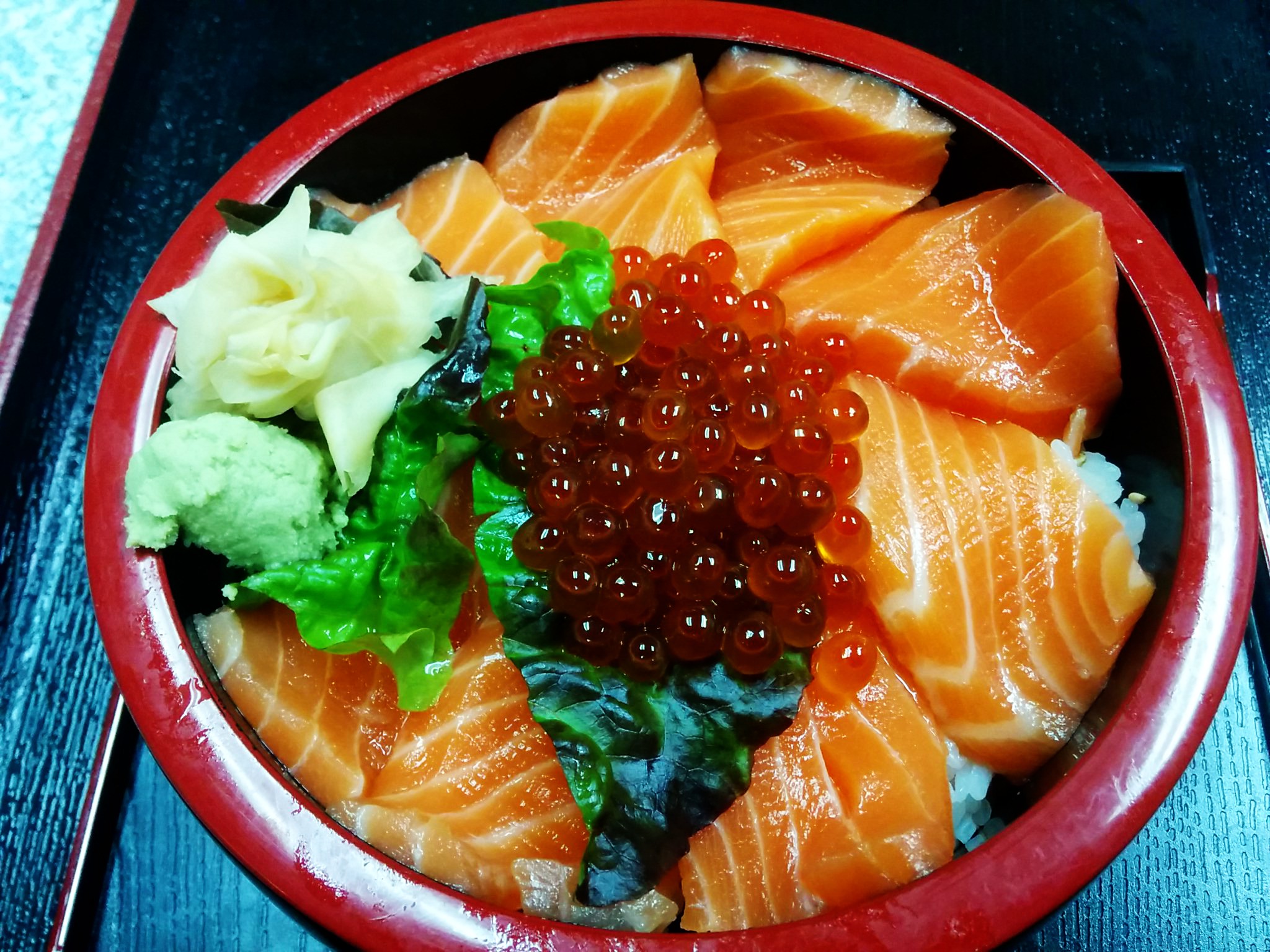 Order Salmon Oyako Don food online from Musashi Exotic Japanese Cuisine store, Feasterville-Trevose on bringmethat.com