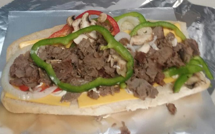 Order 9" Philly Steak Sub food online from Mm! Mm! Pizza store, Pittsburgh on bringmethat.com