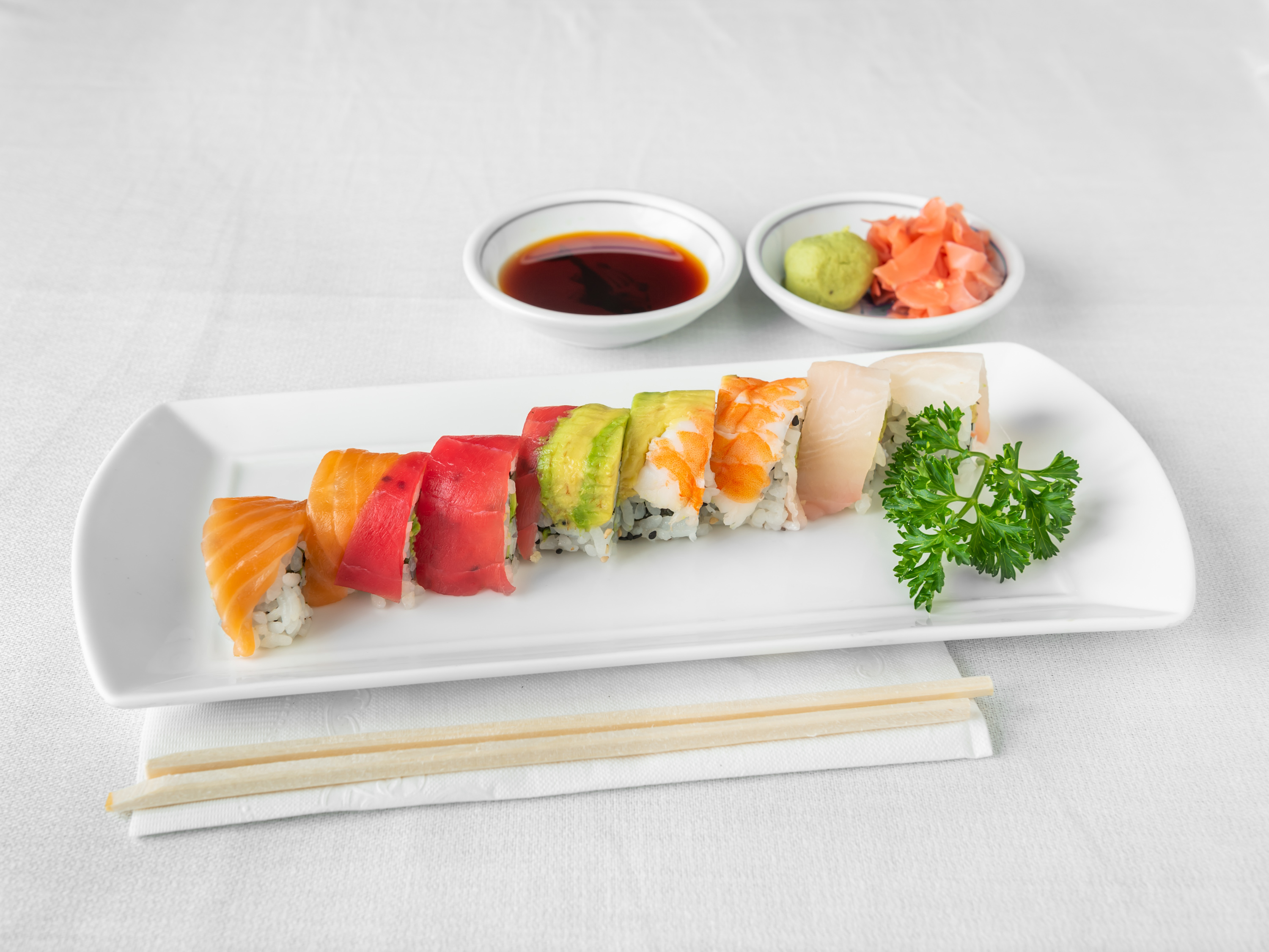 Order 4. Rainbow Roll food online from Sushi Cafe store, South Elgin on bringmethat.com