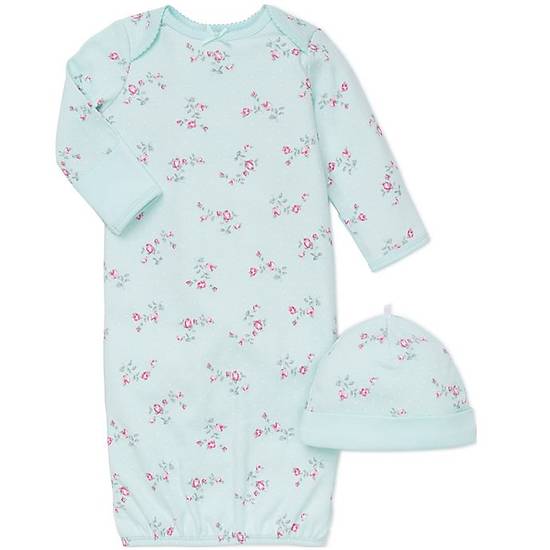 Order Little Me® 2-Piece Floral Gown and Hat Set in Aqua/Pink food online from Bed Bath & Beyond store, Lancaster on bringmethat.com