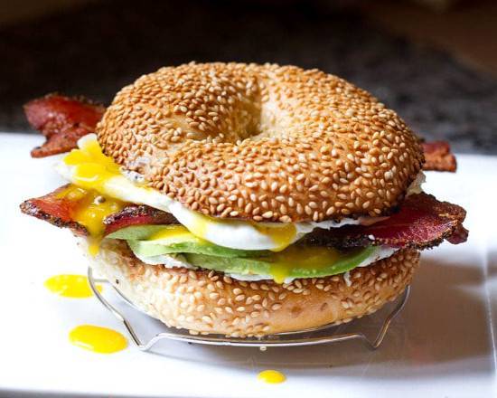 Order Bacon Avocado Fried Egg Bagel food online from Eggs & Sushi store, Springfield on bringmethat.com