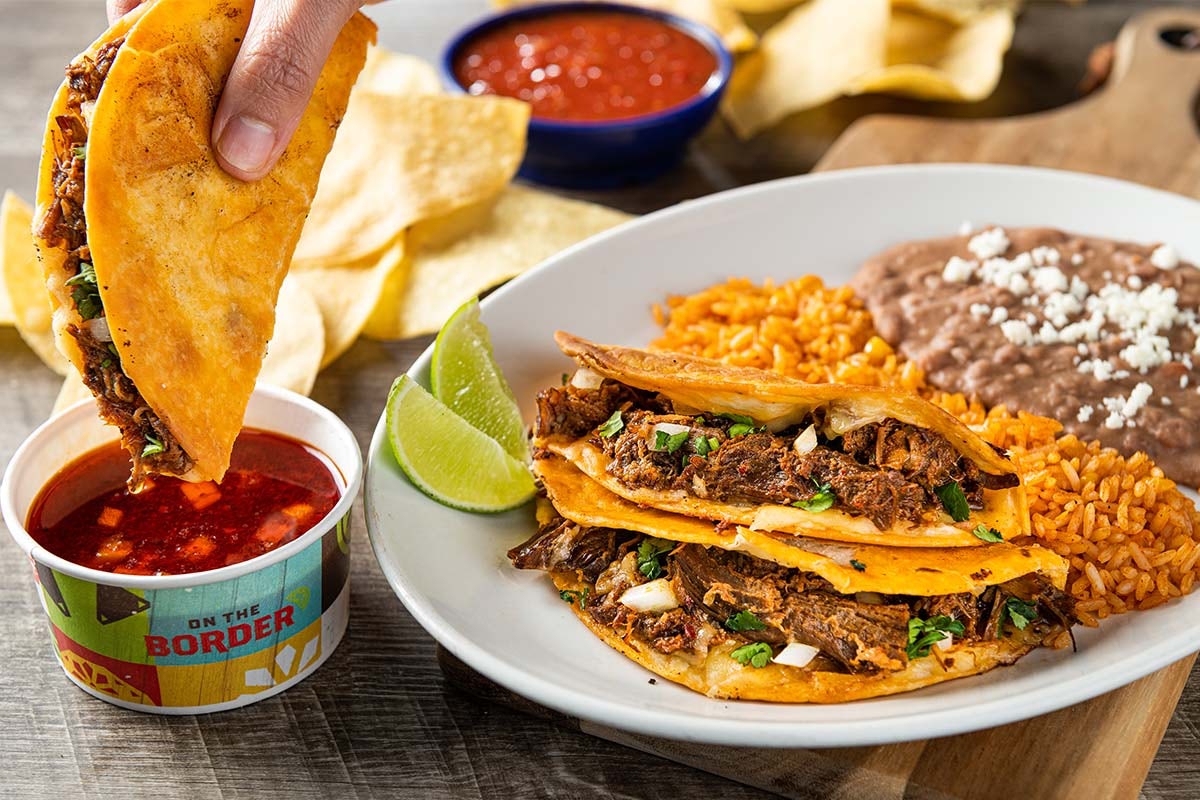 Order Birria Quesa Tacos food online from On The Border store, Arlington on bringmethat.com