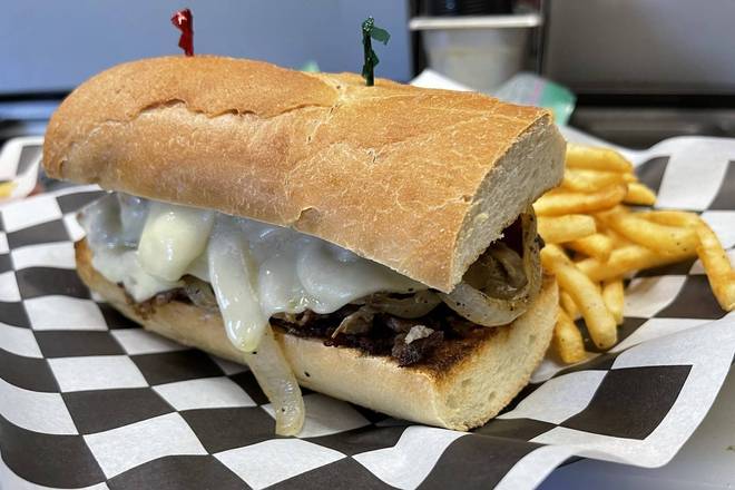 Order Steak Philly Sandwich food online from Garage Bar Willoughby store, Willoughby on bringmethat.com
