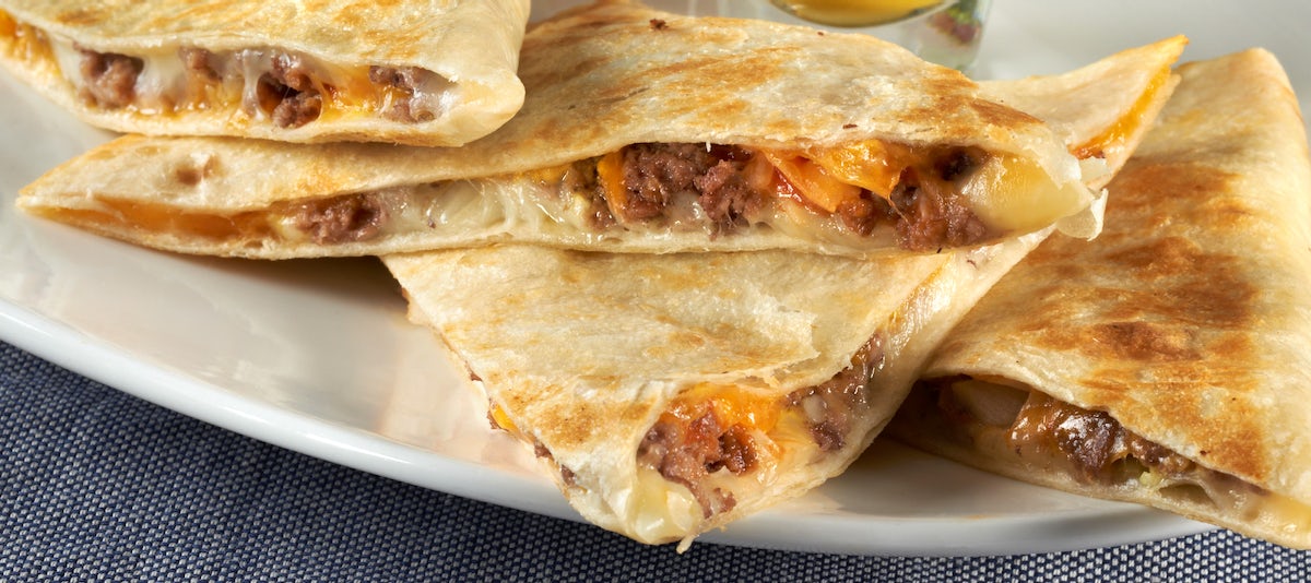 Order Bacon Cheeseburger Quesadilla food online from Arooga store, Howell Township on bringmethat.com