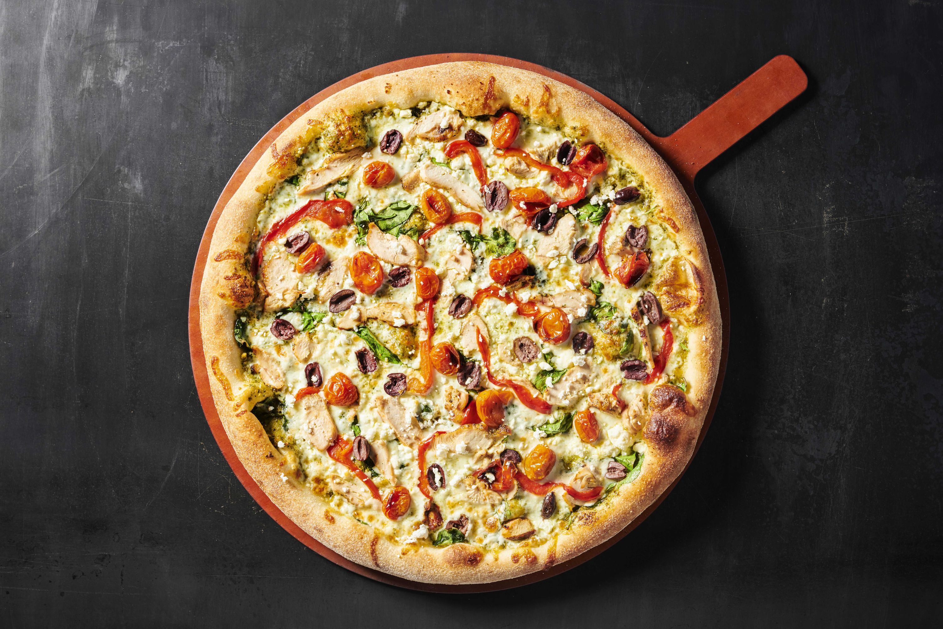 Order 13" Mediterranean Chicken Pizza food online from Flippers Pizzeria store, Clermont on bringmethat.com