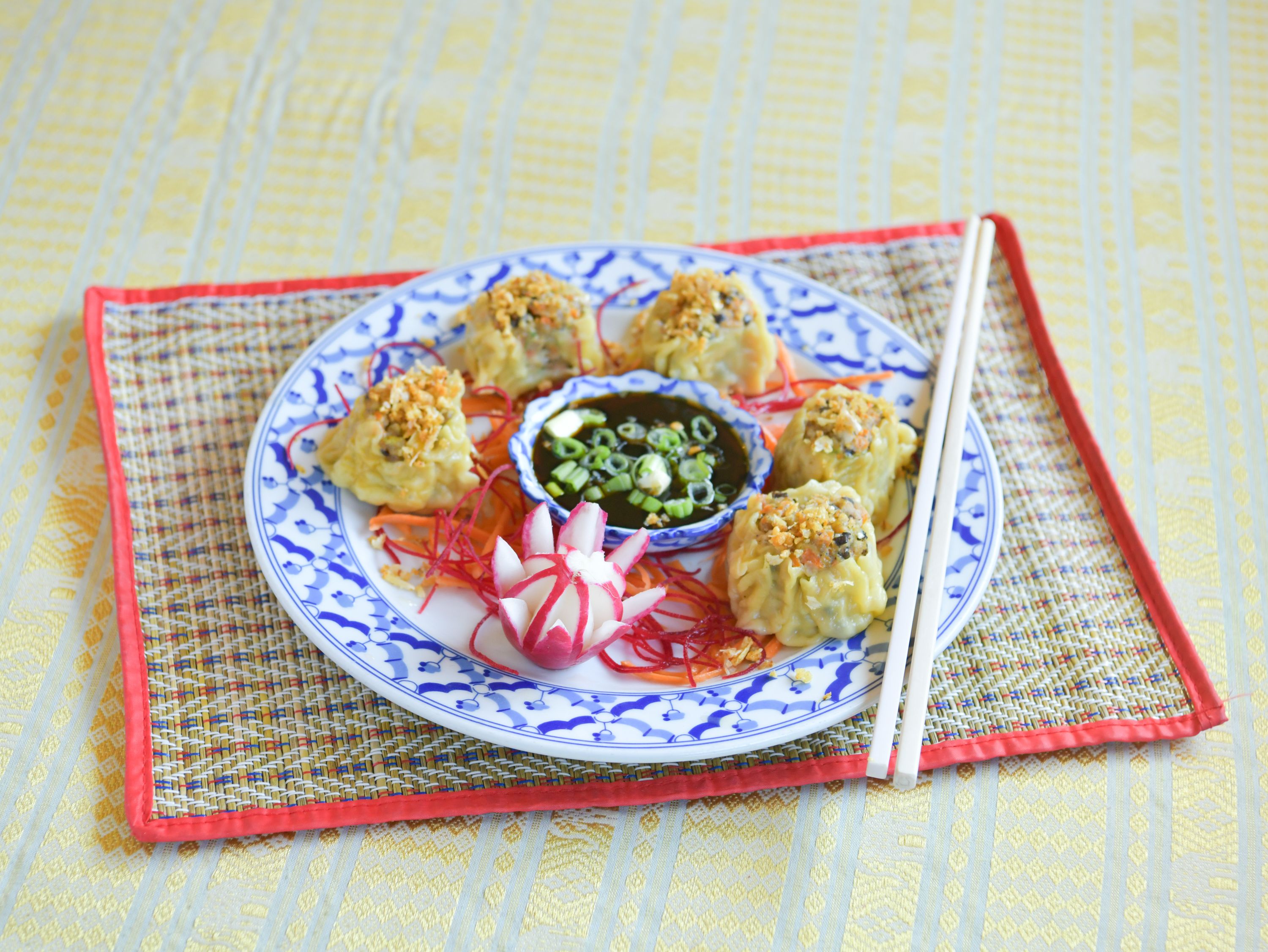 Order 7. Kanom Jeeb (Thai Dumplings) food online from Thai House Nyack store, Nyack on bringmethat.com