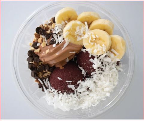 Order Cacao Bowl: ---Acai, Chocolate Yogurt, Bananas, Carob Chips, Coconut Shreds, and Almonds. food online from Menchie Frozen Yogurt store, League City on bringmethat.com