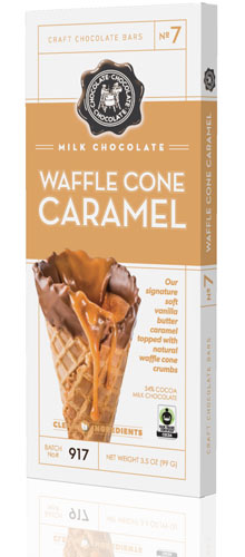Order 7. Milk Waffle Cone Caramel Bar food online from Chocolate Chocolate Chocolate store, Kirkwood on bringmethat.com