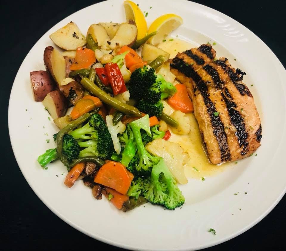 Order Grilled Salmon - Entree food online from  Bella Italia Restaurant store, Wappingers Falls on bringmethat.com