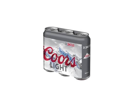 Order Coors Light 3 Pack 24oz Cans food online from Chevron store, Rancho Palos Verdes on bringmethat.com