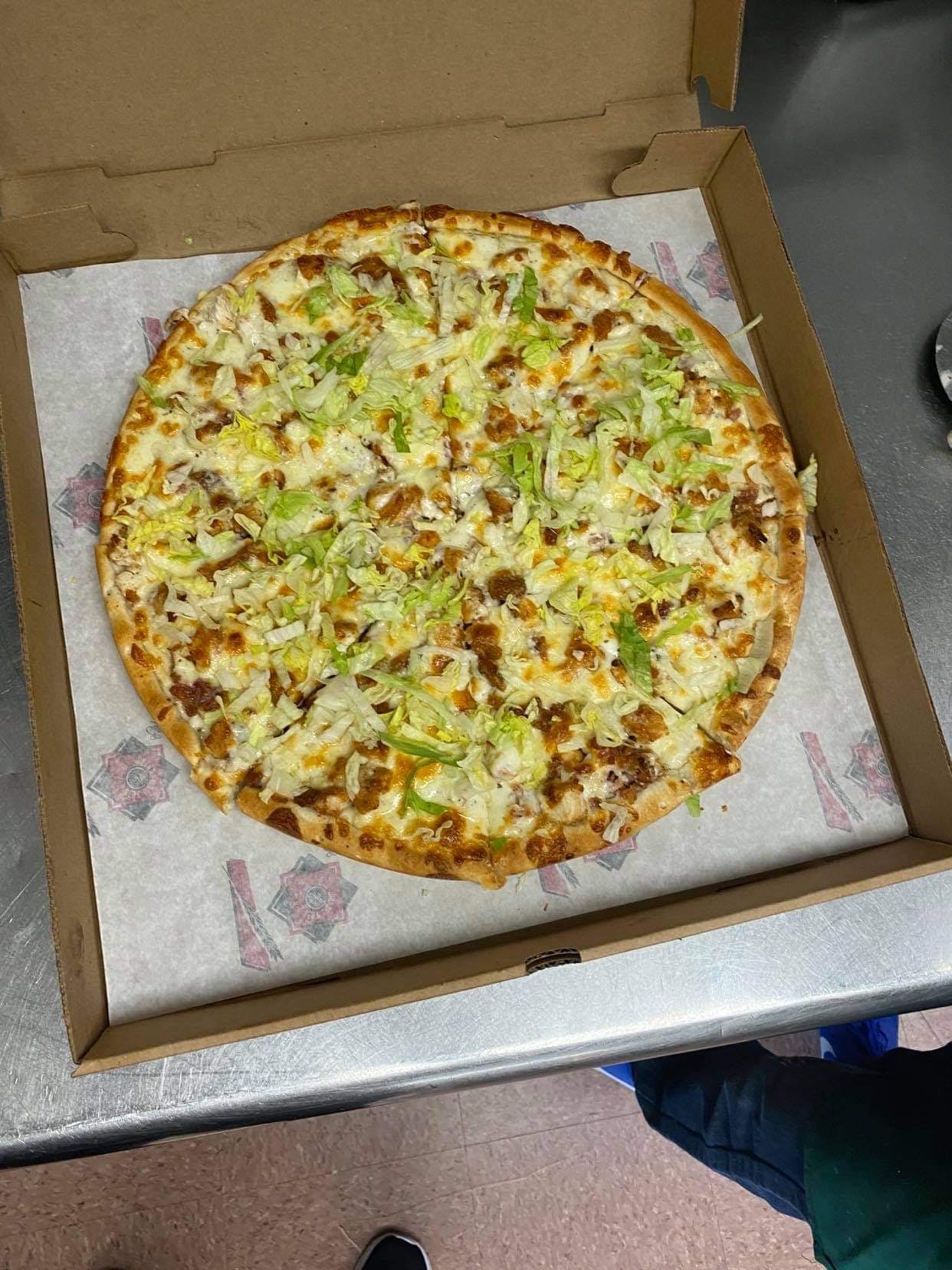 Order Chicken Ranch White Pizza - Small 10" food online from Slice of Greek store, South Easton on bringmethat.com