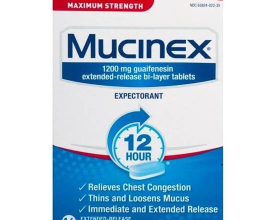 Order Mucinex - 14 Tablets - 12 Hour- Maximum Strength food online from East Cooper Family Pharmacy store, Mt Pleasant on bringmethat.com