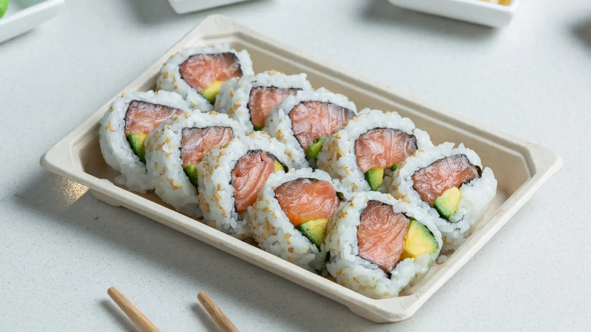 Order Salmon Avocado Roll food online from Izumi Japanese Steak House & Sushi Bar store, Windsor Locks on bringmethat.com