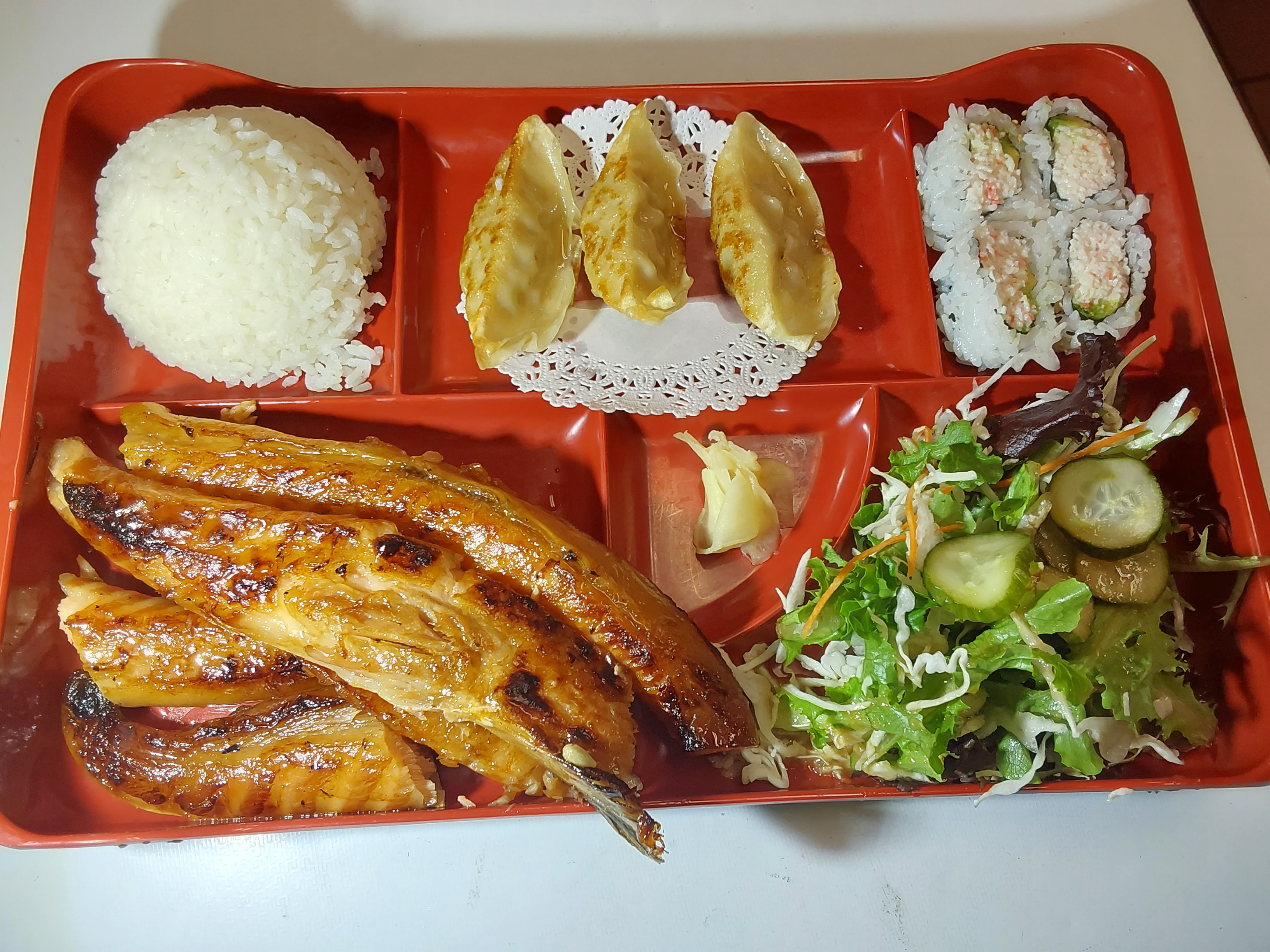 Order Salmon Belly Bento food online from Sushi Yukiya store, Oceanside on bringmethat.com