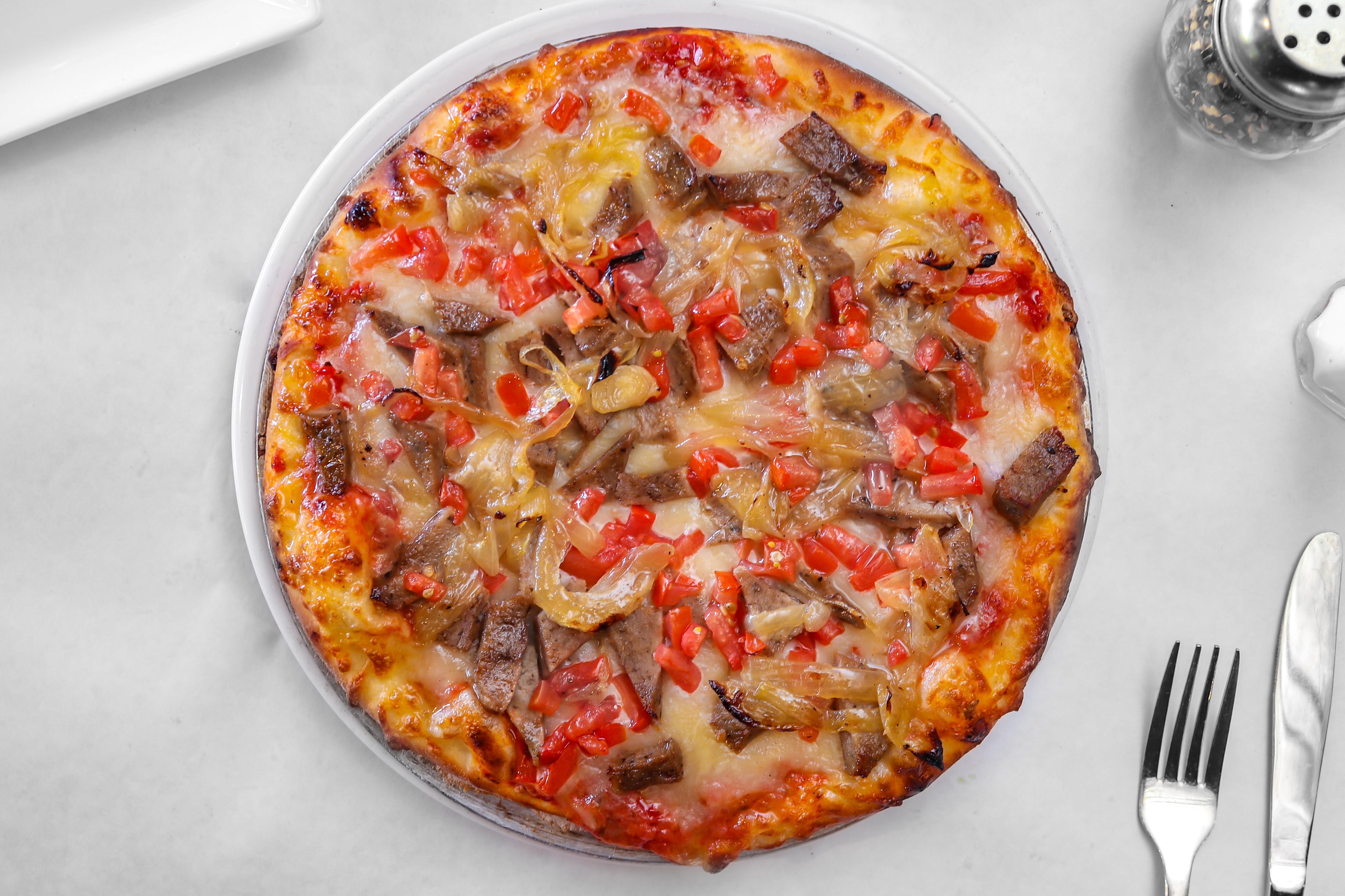 Order Gyros Pizza - 12'' (4-6 Slices) food online from Santorini Restaurant store, Danville on bringmethat.com
