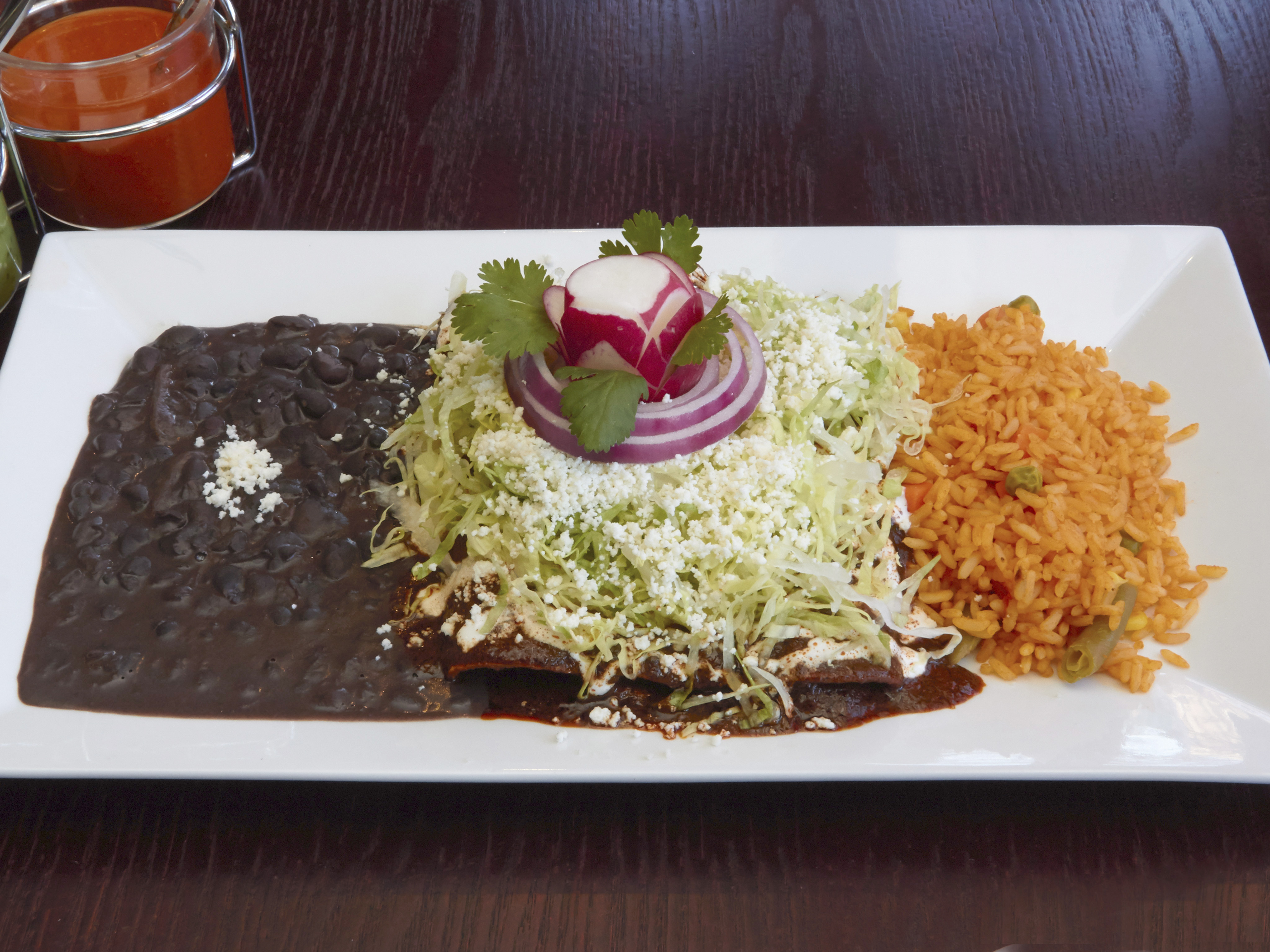 Order Enchiladas de Mole Poblano food online from Mexico Diner store, Brooklyn on bringmethat.com