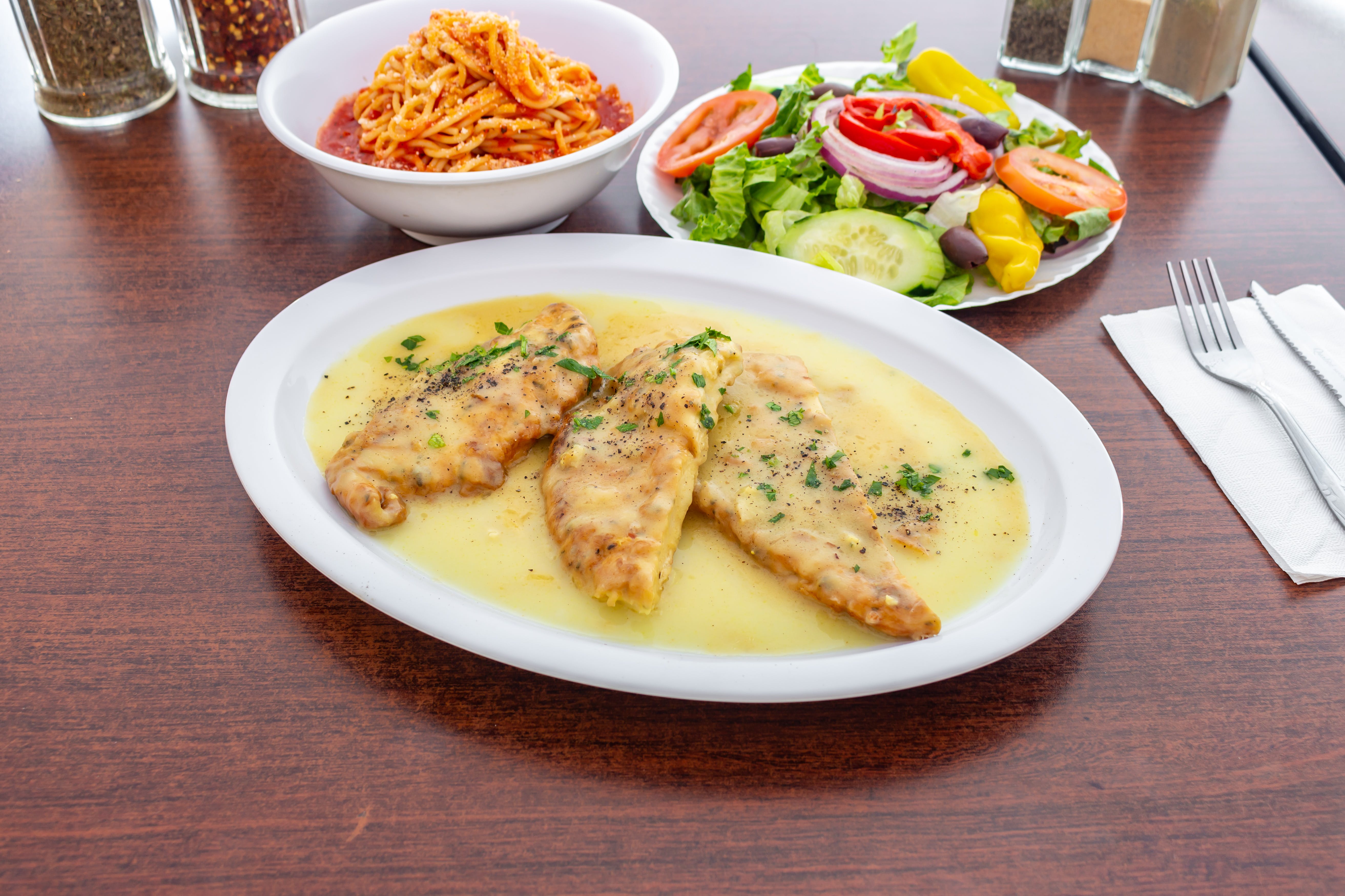 Order Chicken Francaise - Entree food online from Sopranos Pizzeria store, New Milford on bringmethat.com