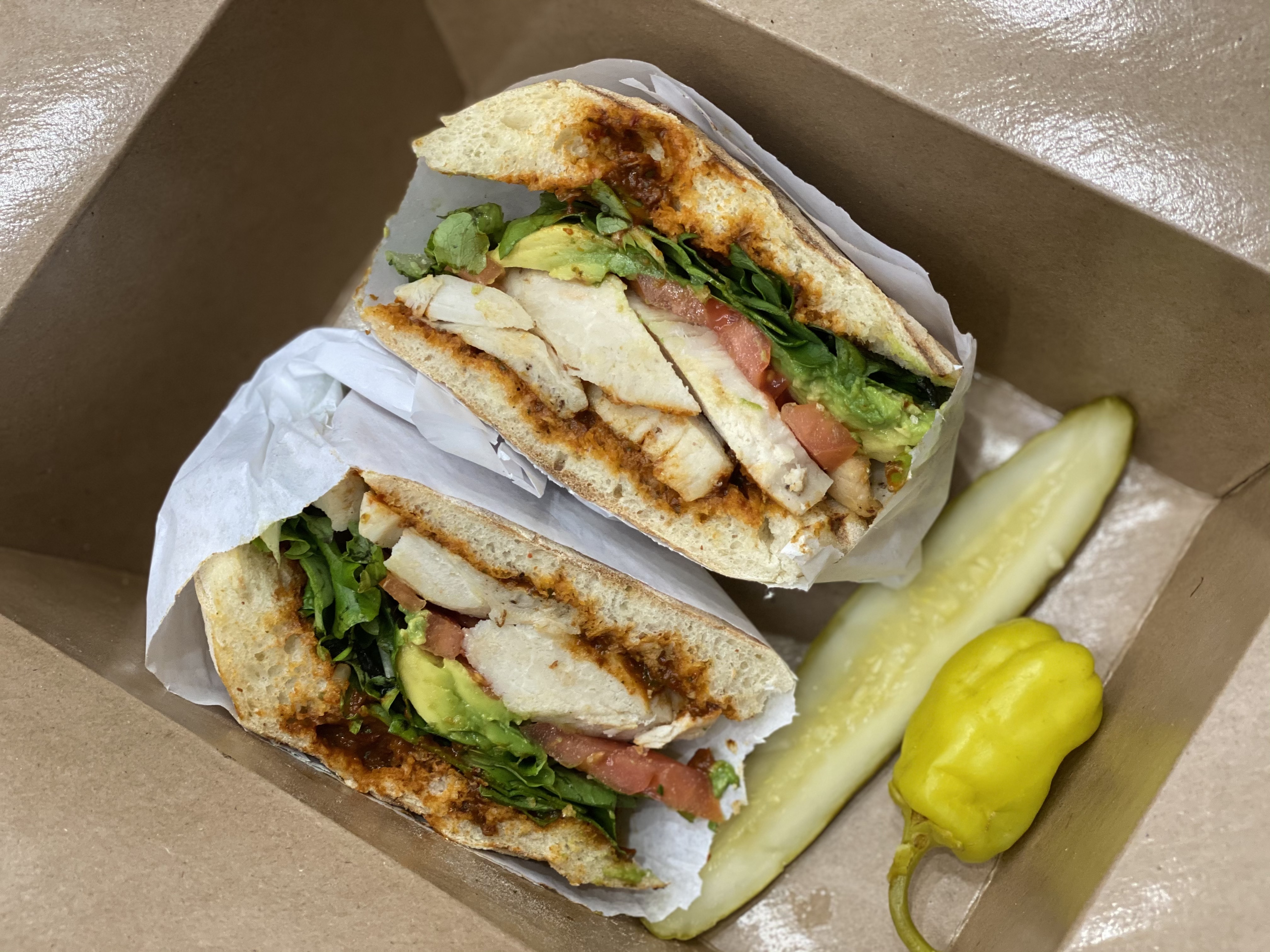Order Spicy Chipotle Chicken Panini food online from Pastries By Edie store, Canoga Park on bringmethat.com