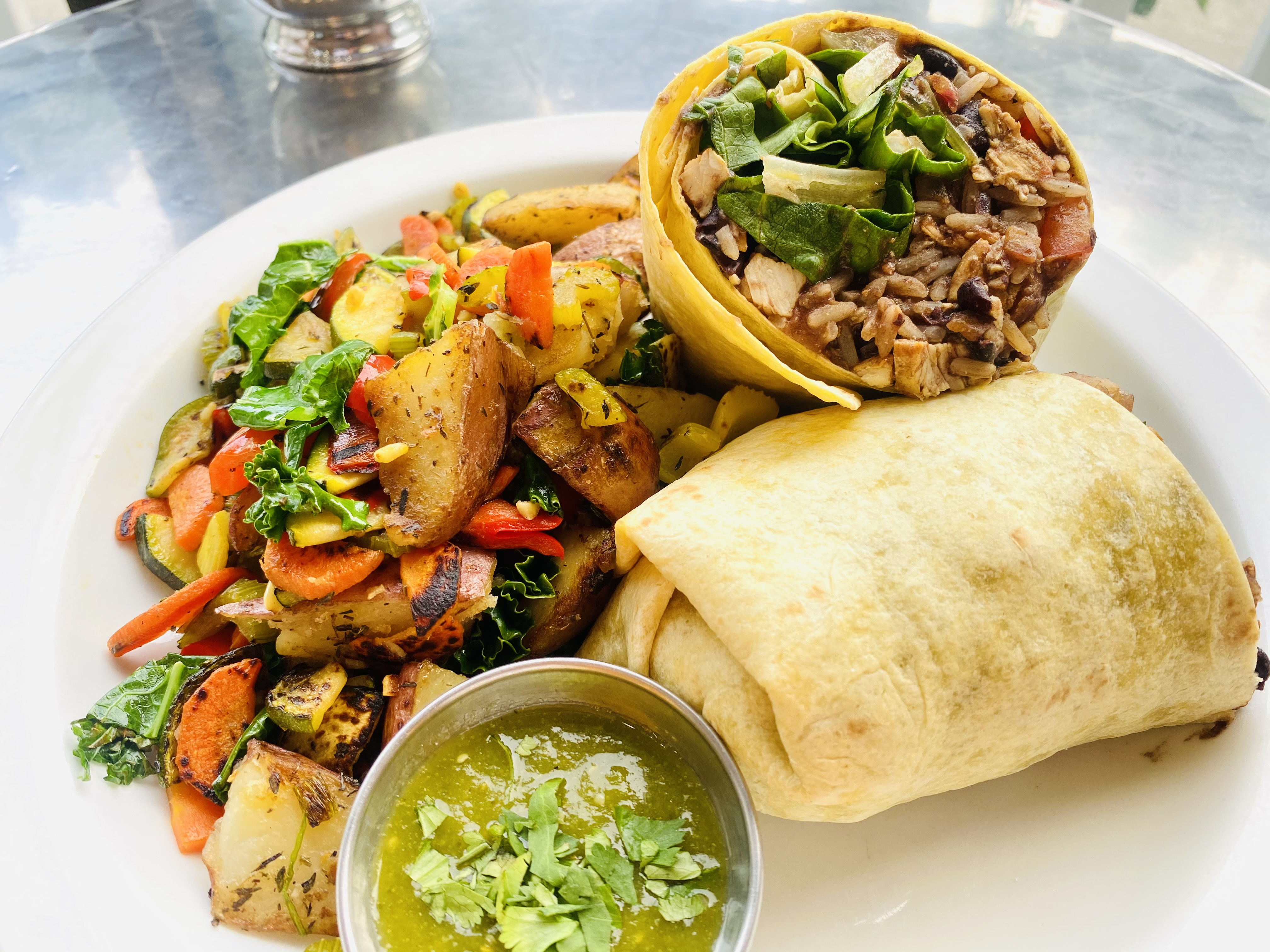 Order  Grilled Chicken Burrito food online from Fleur Café store, Los Angeles on bringmethat.com