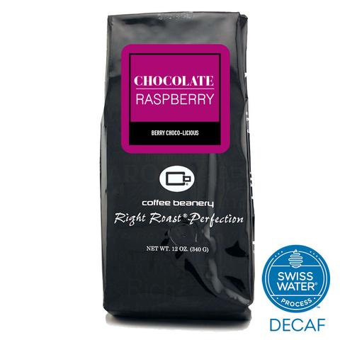 Order 12oz Whole Bean Chocolate Raspberry Swiss Water Process Flavored Decaf Coffee food online from The Coffee Beanery store, Wyomissing on bringmethat.com
