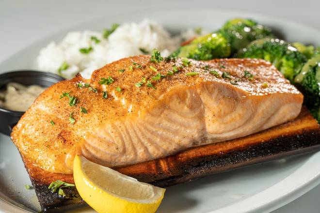 Order CEDAR PLANK SALMON† food online from Glory Days Grill store, Providence on bringmethat.com