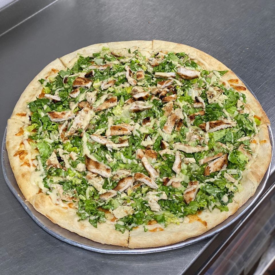 Order Chicken Caesar Pizza - Small 14'' (6 Slices) food online from Planet Pizza store, Ridgefield on bringmethat.com