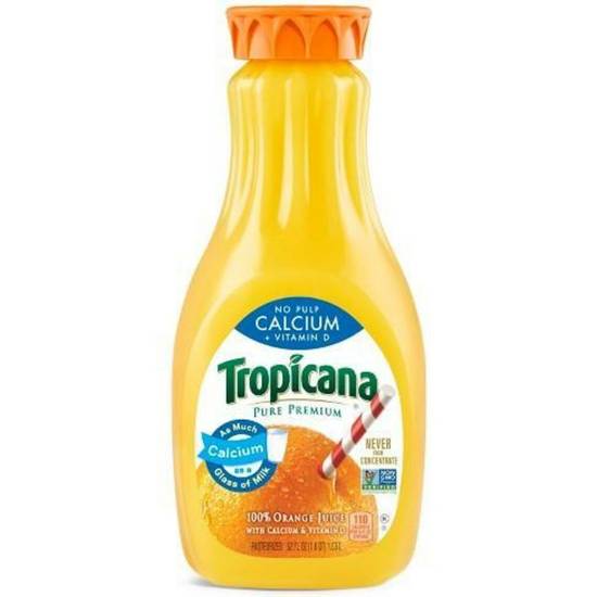 Order Tropicana Orange Juice Calcium (No Pulp + Vitamin D) food online from IV Deli Mart store, Goleta on bringmethat.com