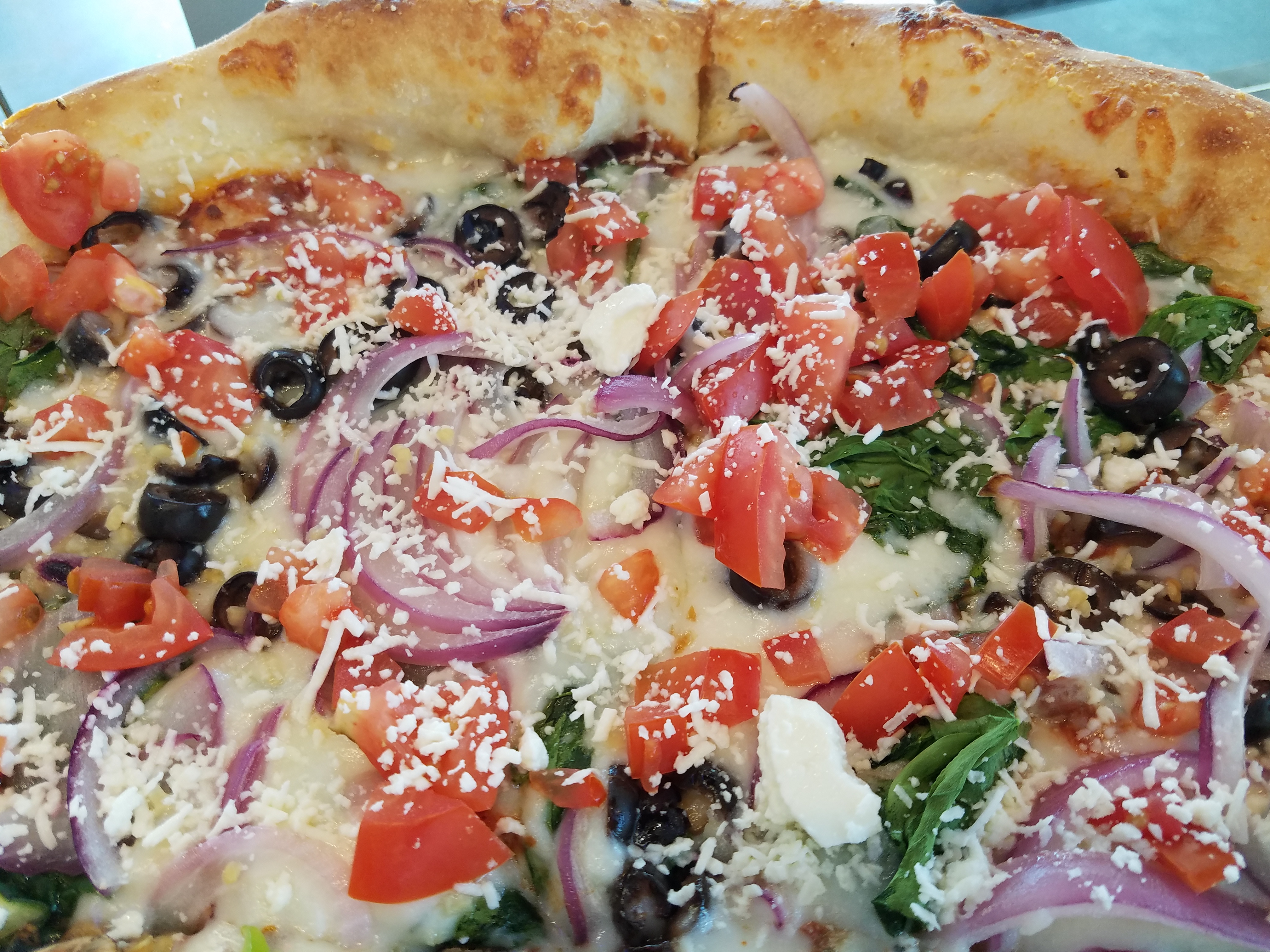 Order Greek Veggie Pizza food online from Pizza Schmizza store, Hillsboro on bringmethat.com