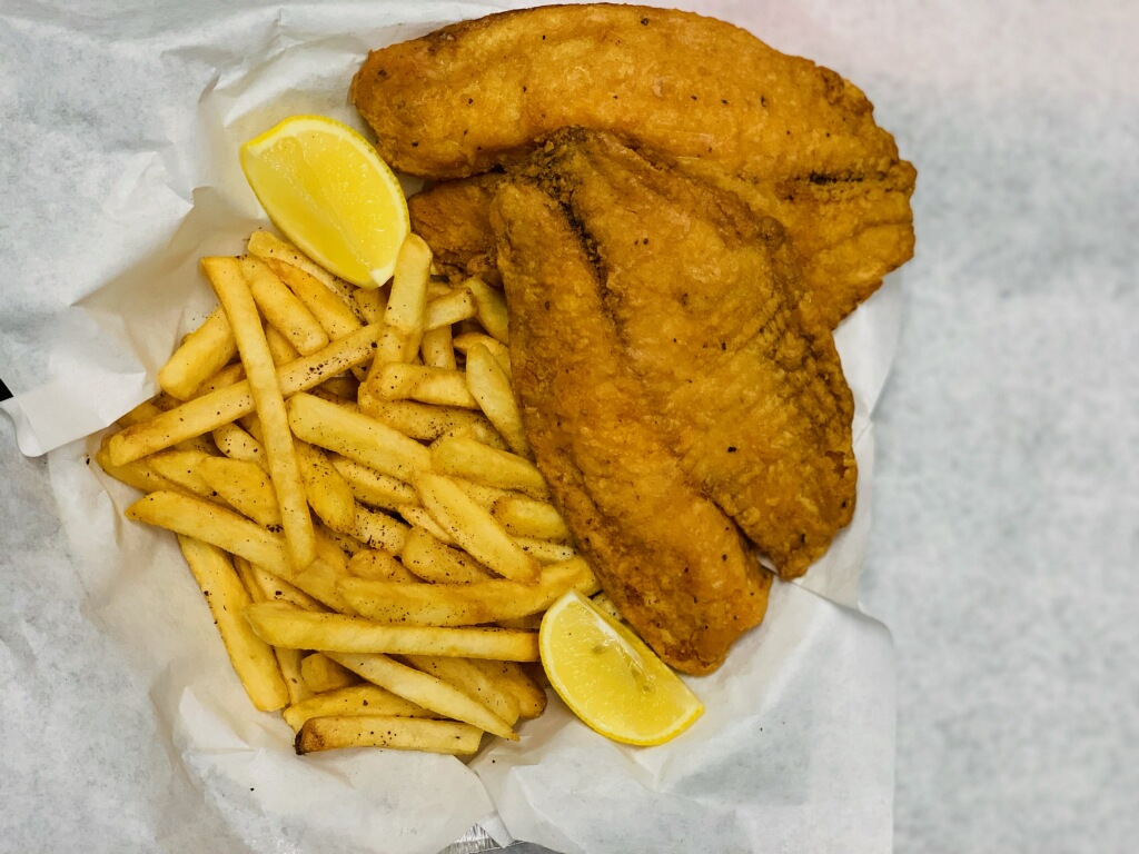 Order 2 Piece Tilapia Fish with Fries food online from Halal Gyro Express store, San Jose on bringmethat.com