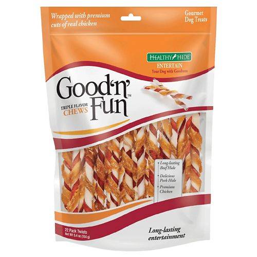 Order Good 'n' Fun Triple Flavor Twist Chews For Dogs - 22.0 ea food online from Walgreens store, Chicago on bringmethat.com