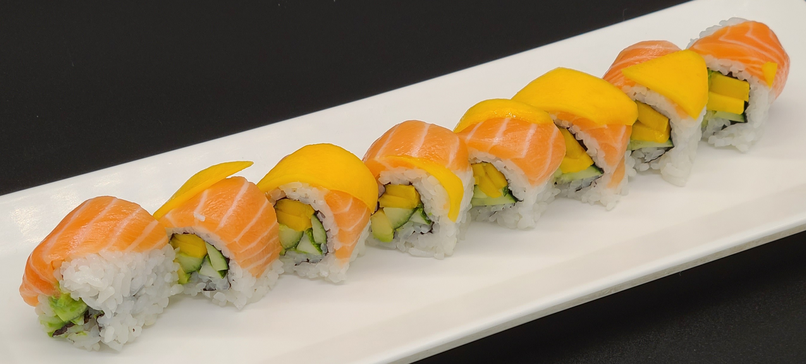Order F19. Mango Roll(8pcs) food online from Hello Sushi store, Fullerton on bringmethat.com