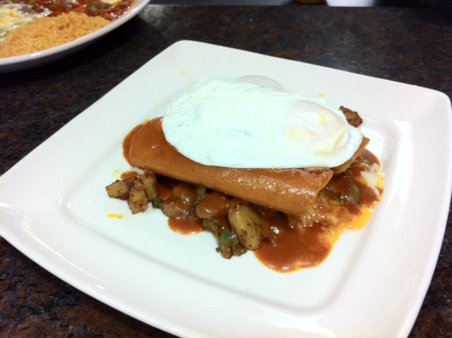 Order Eggs & Enchiladas Stacker food online from Guahan Grill store, Oceanside on bringmethat.com