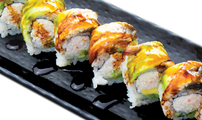 Order Dragon roll - Cooked food online from Oki Japanese Grill store, Plano on bringmethat.com