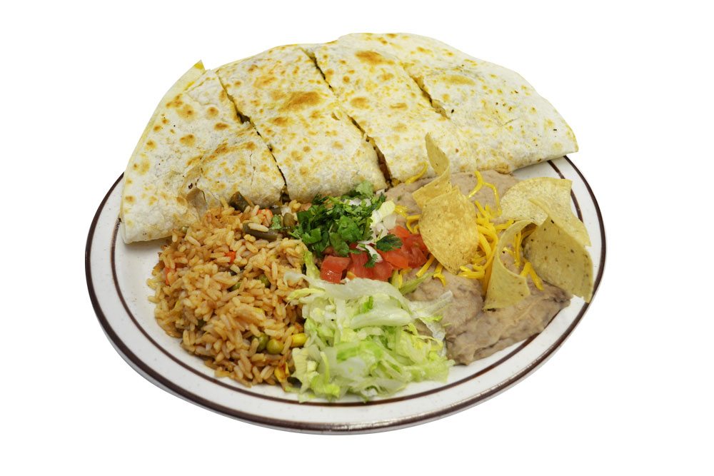 Order Chicken Quesadilla Plate food online from Famous Burgers store, Long Beach on bringmethat.com