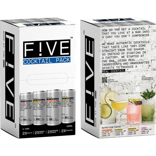 Order Five Drinks Cocktails Variety Pack (8PK 200ML) 142873 food online from Bevmo! store, Simi Valley on bringmethat.com