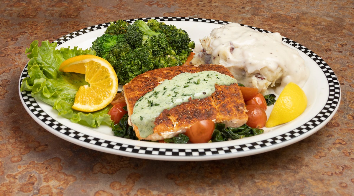 Order Blackened Pesto Salmon food online from Black Bear Diner store, Las Vegas on bringmethat.com