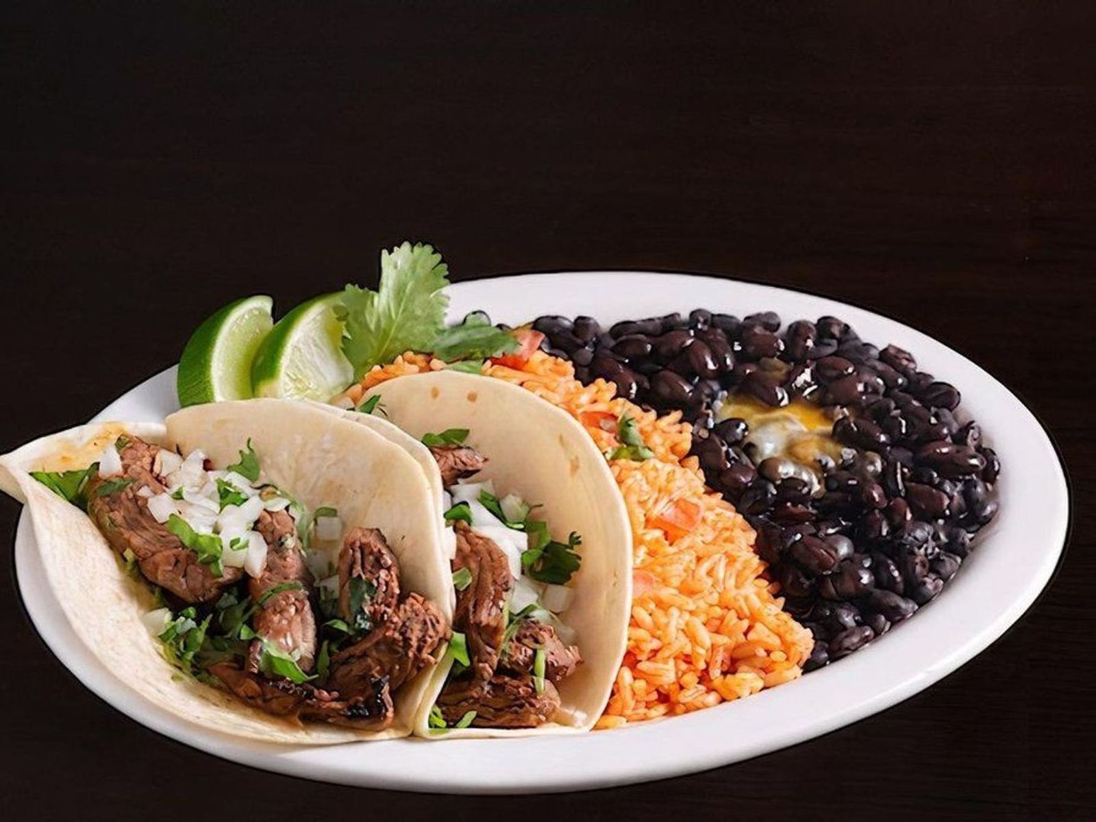 Order Carne Asada Taco Platter ~ food online from El Fresco Mexican Grill store, Centreville on bringmethat.com