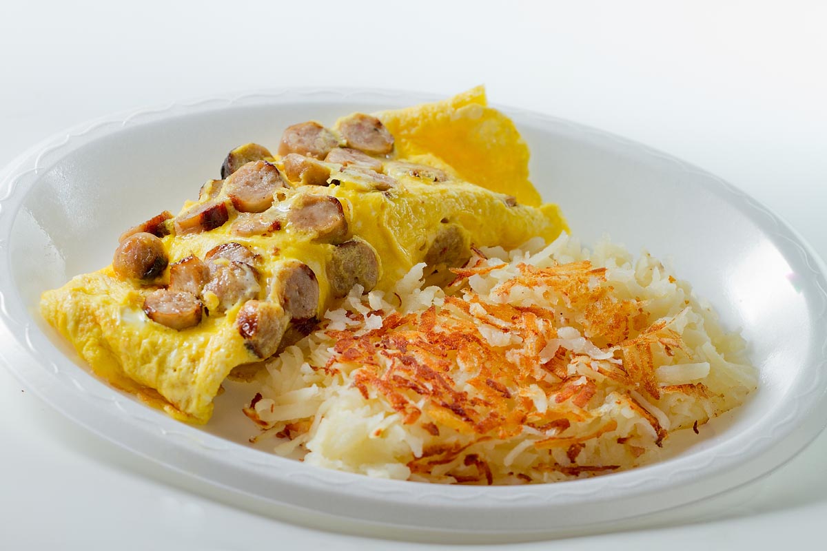 Order Sausage Omelette with Hashbrowns food online from Billy Goat Tavern store, Chicago on bringmethat.com