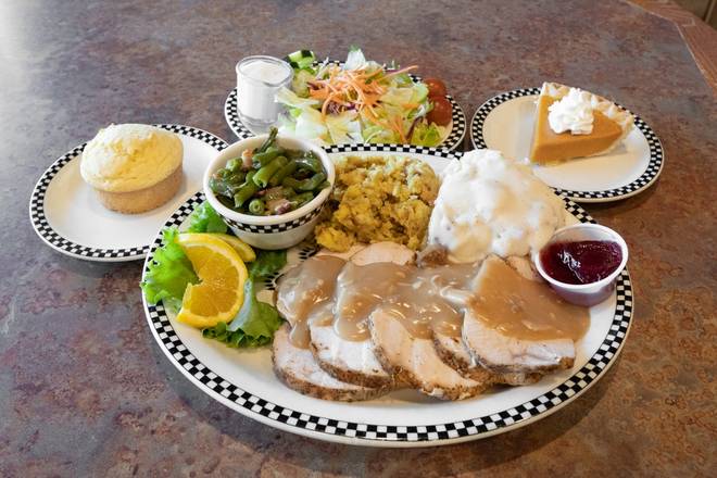 Order 3-Course Turkey Dinner (starting at 11a.m.) food online from Black Bear Diner store, Sandy on bringmethat.com
