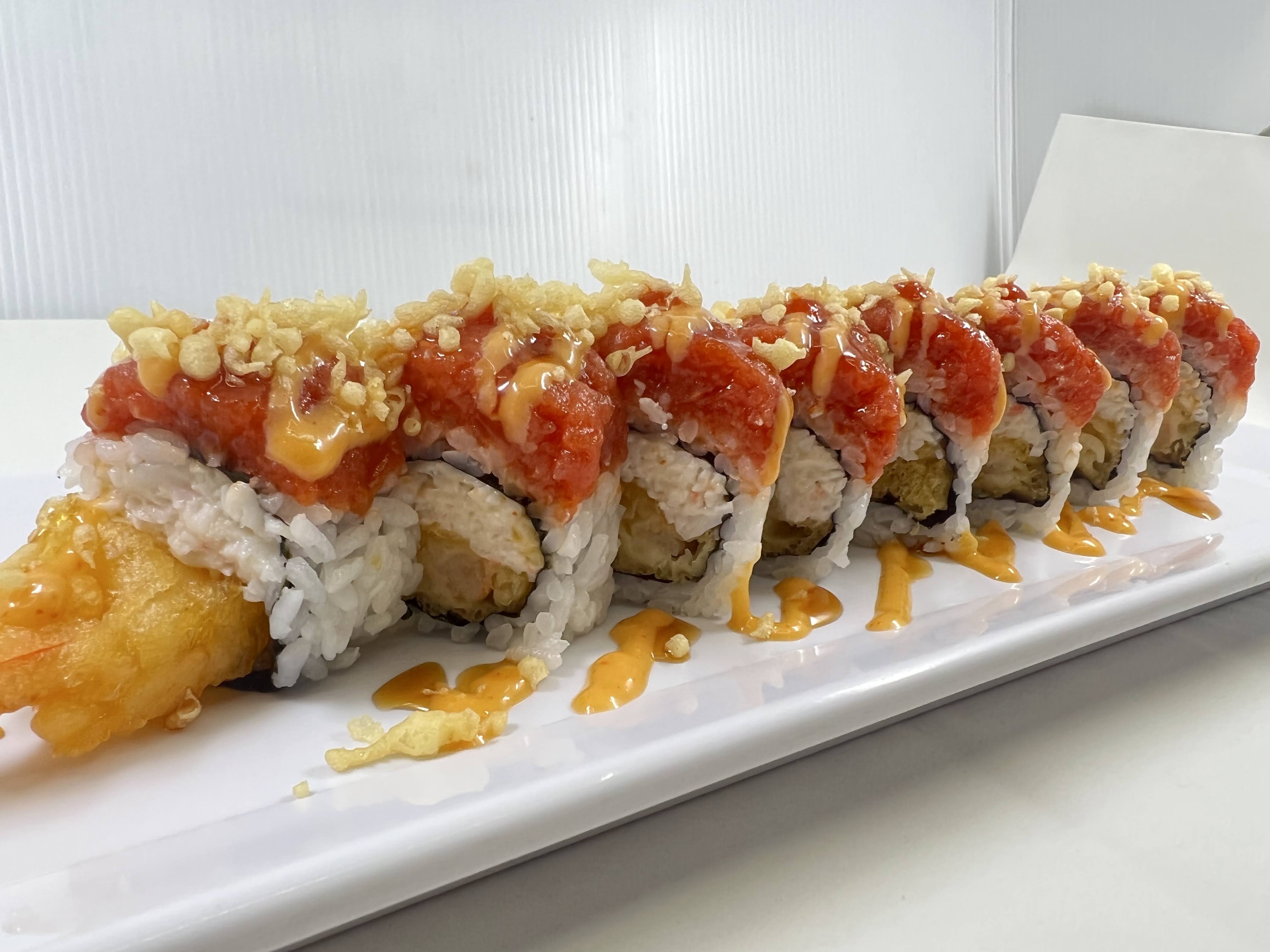 Order Spicy T. Crunch Roll food online from Sushi Box store, Wylie on bringmethat.com