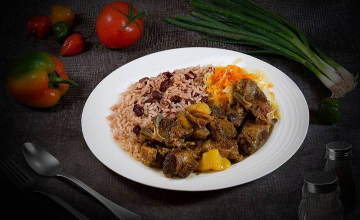 Order Curried Goat Dinnner food online from Negril Jamaican Eatery store, Silver Spring on bringmethat.com