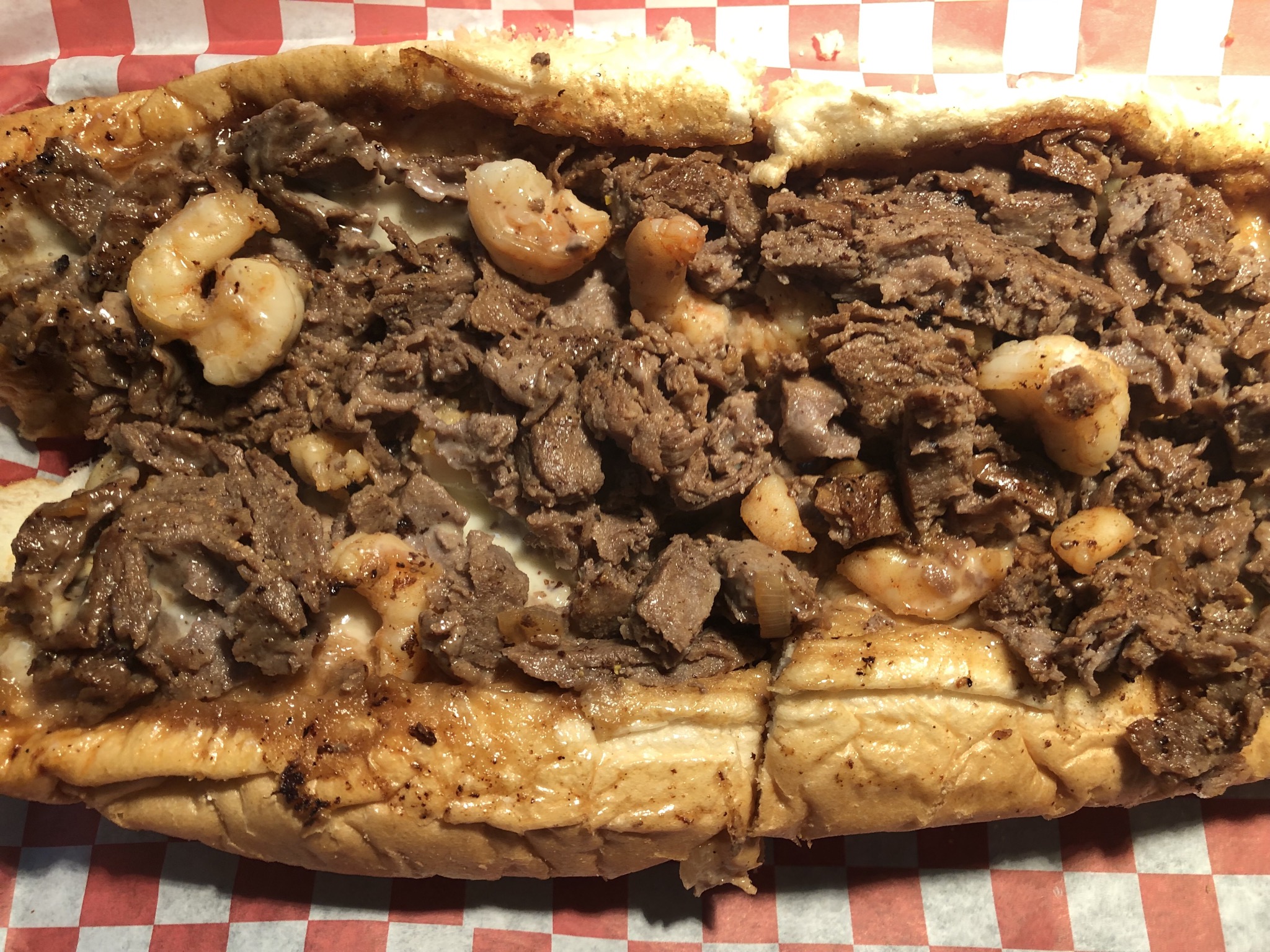 Order 25. Steak and Shrimp Cheesesteak food online from Big Tony's West Philly Cheesesteaks store, Dallas on bringmethat.com