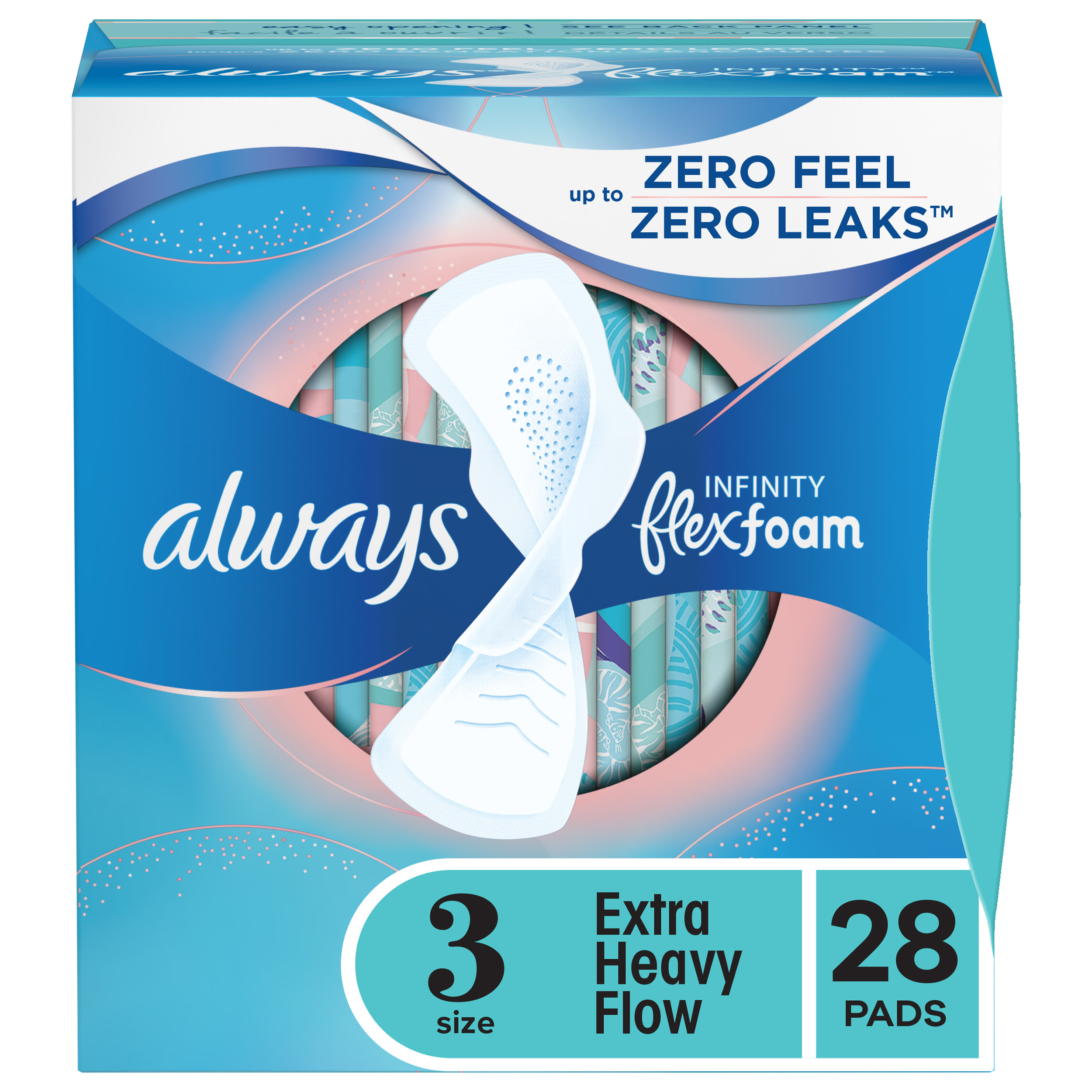 Order Always Infinity FlexFoam Pads for Women - Size 3, Extra Heavy Absorbency, Unscented, 28 ct food online from Rite Aid store, MILLER PLACE on bringmethat.com