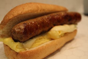 Order APPLE MAPLE SAUSAGE  EGG AND CHEESE ON ROLL food online from Millers Country Kitchen store, Middletown on bringmethat.com