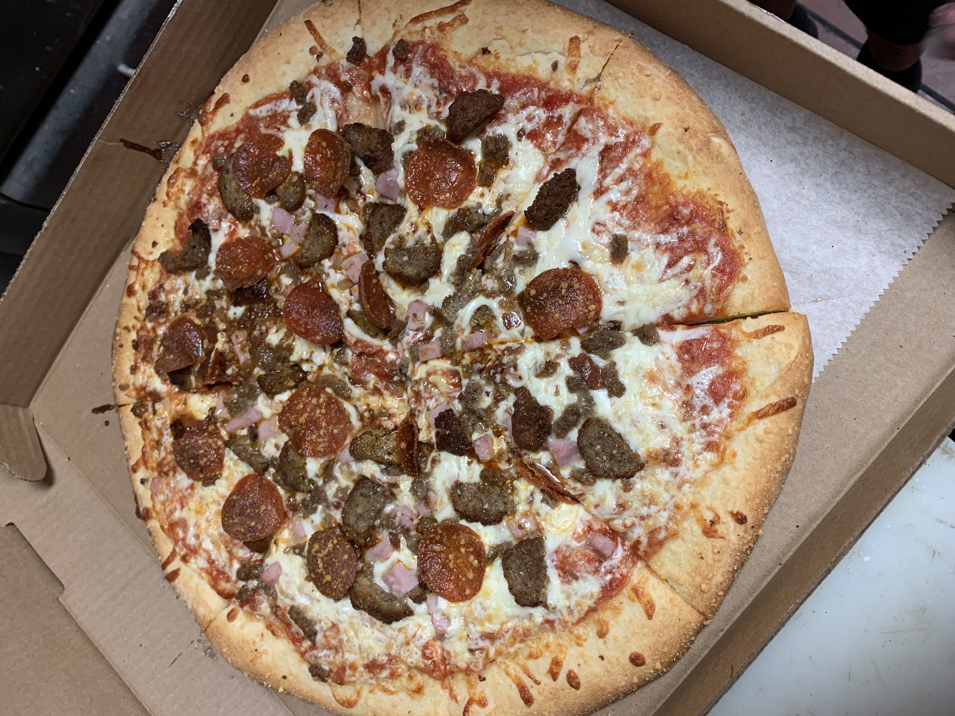 Order Meat Lover's Pizza food online from Bella Pizza store, Philadelphia on bringmethat.com