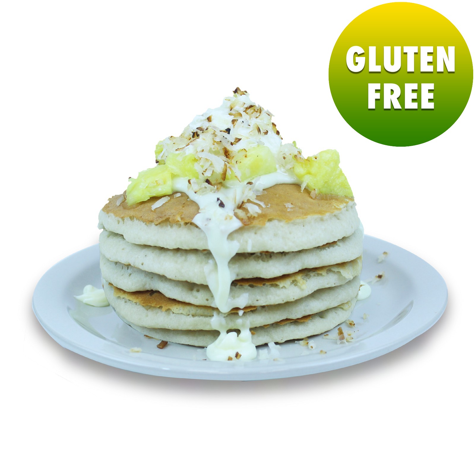 Order GF Pina Colada - GF Stack (3 Pancakes) food online from WePancakes store, Midwest City on bringmethat.com