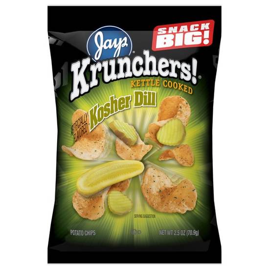 Order Jay's Krunchers Kettle Cooked Kosher Dill Potato Chips food online from Exxon Food Mart store, Port Huron on bringmethat.com